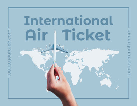 International Airline Tickets Thank You Card 5.5x4in Horizontal Design Template