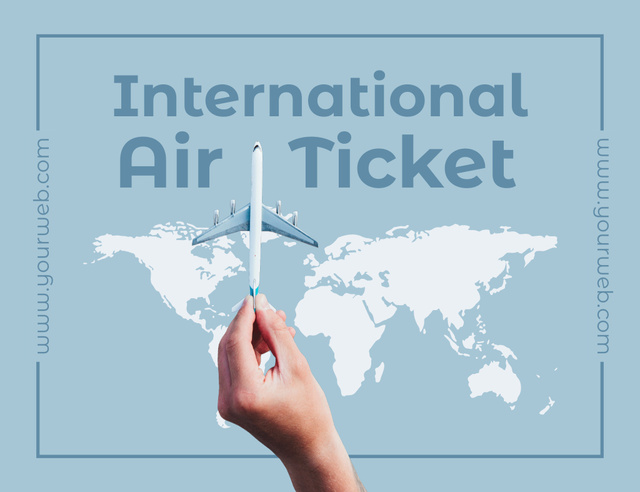 International Flight Tickets Thank You Card 5.5x4in Horizontal Modelo de Design