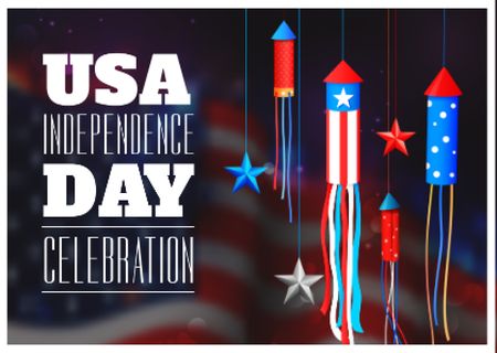 Template di design USA Independence Day Celebration Postcard