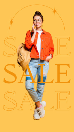 Designvorlage Fashion Collection Sale with Stylish Young Woman für Instagram Video Story