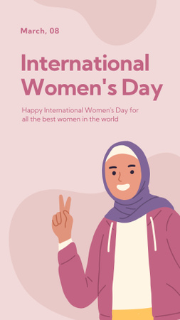 Designvorlage Internationale Frauentagsfeier mit muslimischer Frau für Instagram Story