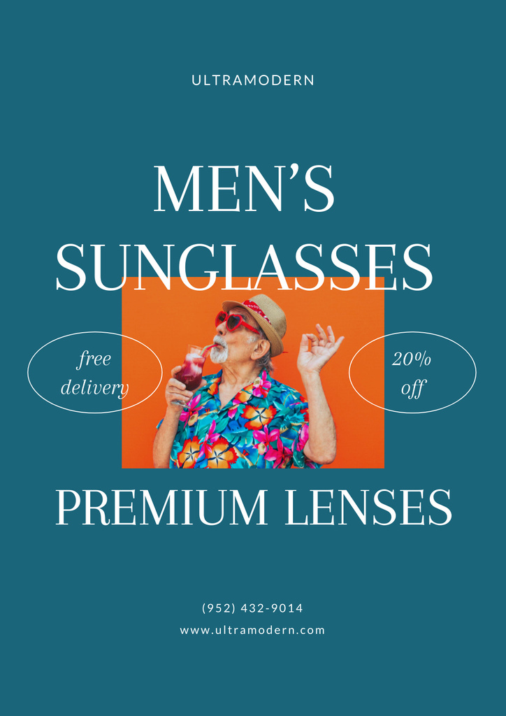 Men's Sunglasses Sale Offer Poster tervezősablon