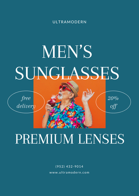 Men's Sunglasses Sale Offer Poster tervezősablon