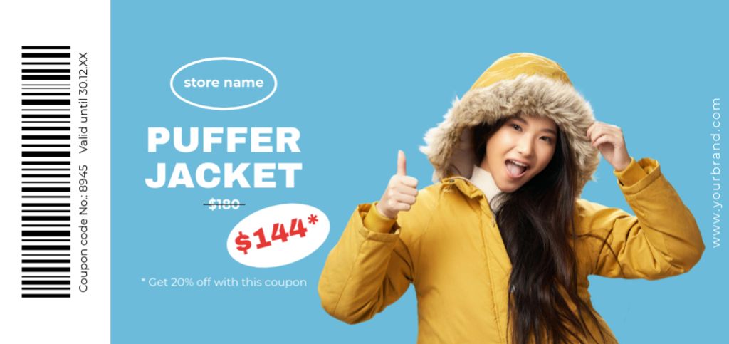 Winter Puffer Jackets Voucher Coupon Din Largeデザインテンプレート