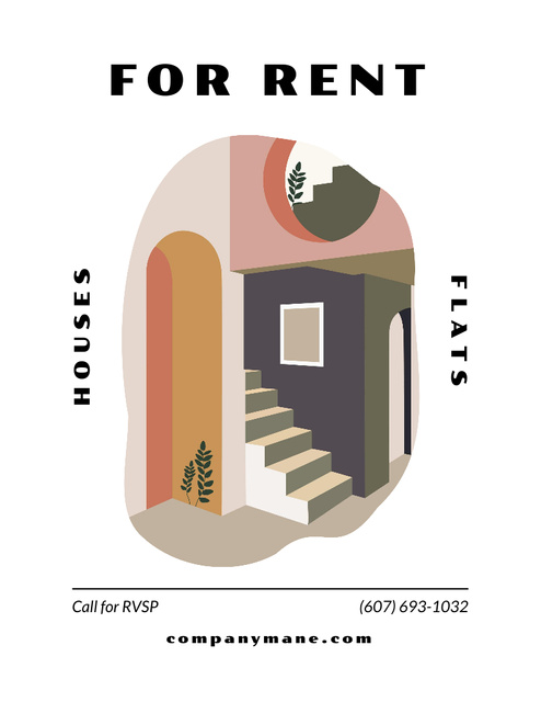 Contemporary Apartments and Houses for Rent Poster 8.5x11in Šablona návrhu