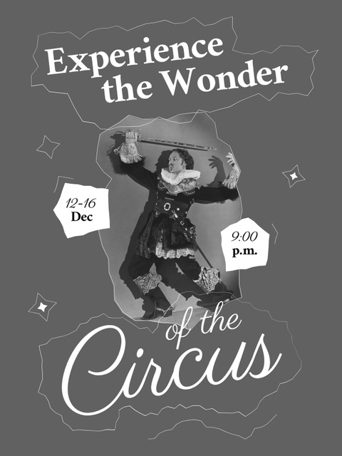 Circus Show with Performer in Costume in Grey Poster US Πρότυπο σχεδίασης
