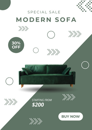 Furniture Sale with Modern Sofa Poster Design Template