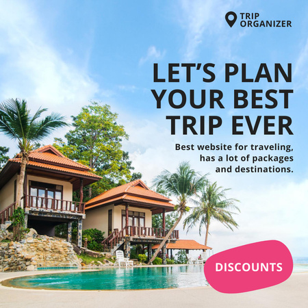 Travel Offer with Luxury Bungalows Instagram Design Template