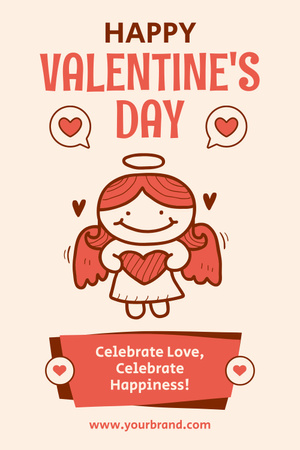 Wishing Happy Valentine's Day With Lovely Angel Pinterest Design Template