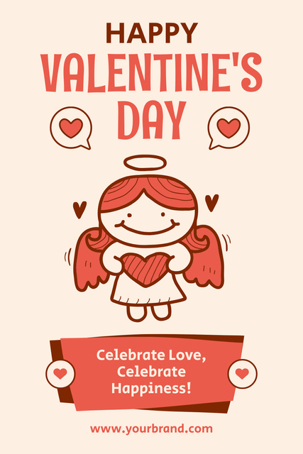 Ontwerpsjabloon van Pinterest van Wishing Happy Valentine's Day With Lovely Angel