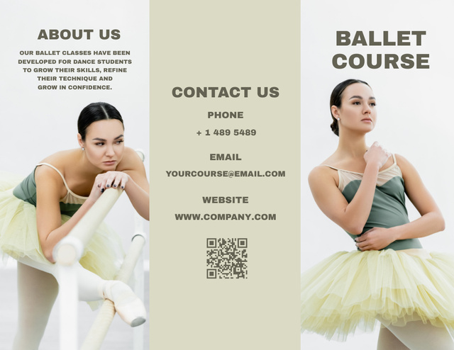 Ballet Class Offer with Beautiful Ballerina Brochure 8.5x11in Design Template