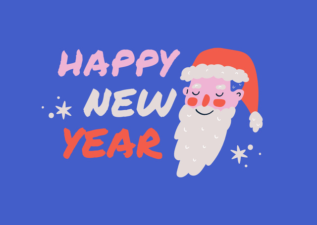 New Year Greeting with Cute Santa Card Modelo de Design