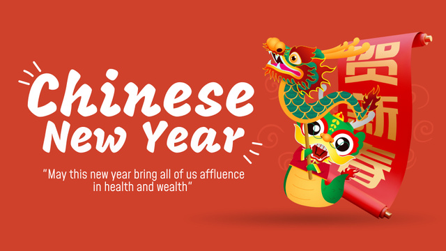 Chinese New Year Holiday Greeting with Dragon FB event cover Tasarım Şablonu
