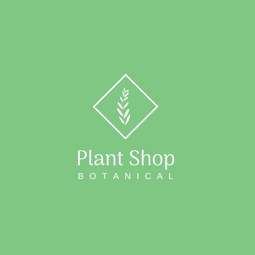 Emblem of Plant Shop on Green Logo Design Template
