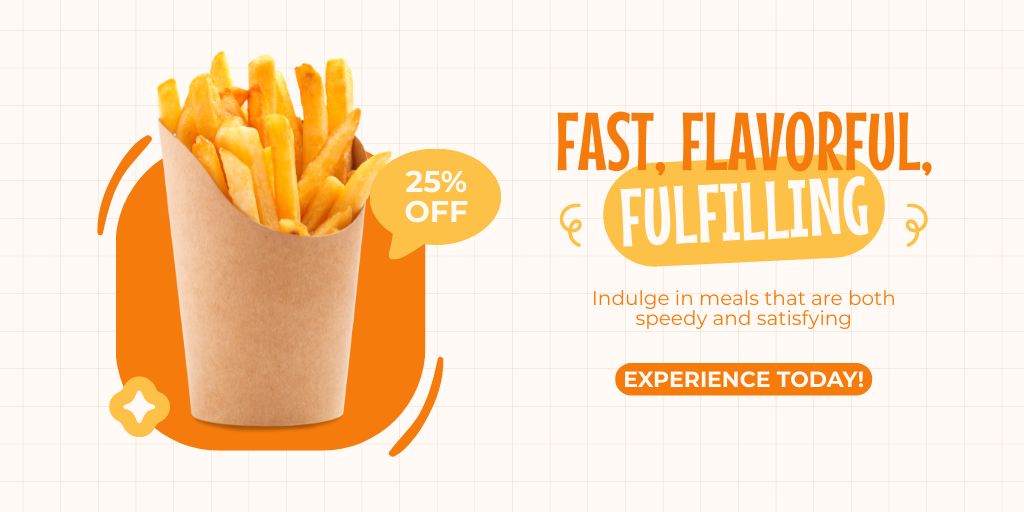 Discount Offer on French Fries in Fast Casual Restaurant Twitter Modelo de Design