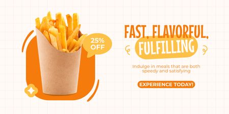 Discount Offer on French Fries in Fast Casual Restaurant Twitter Design Template