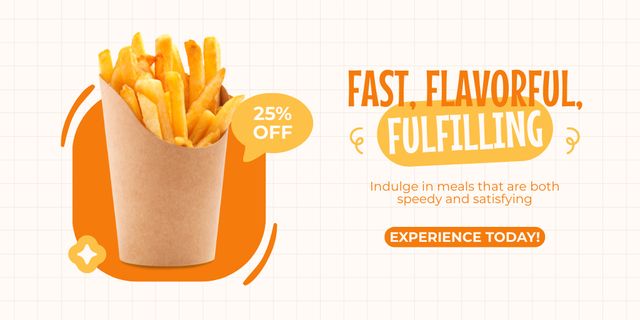 Discount Offer on French Fries in Fast Casual Restaurant Twitterデザインテンプレート