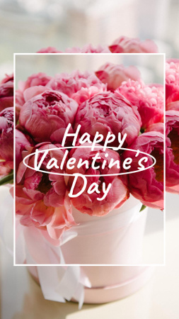 Valentine's Day Greeting with Floral Bouquet Instagram Story Design Template
