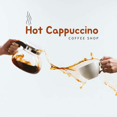 Designvorlage heißer cappuccino im becher für Instagram