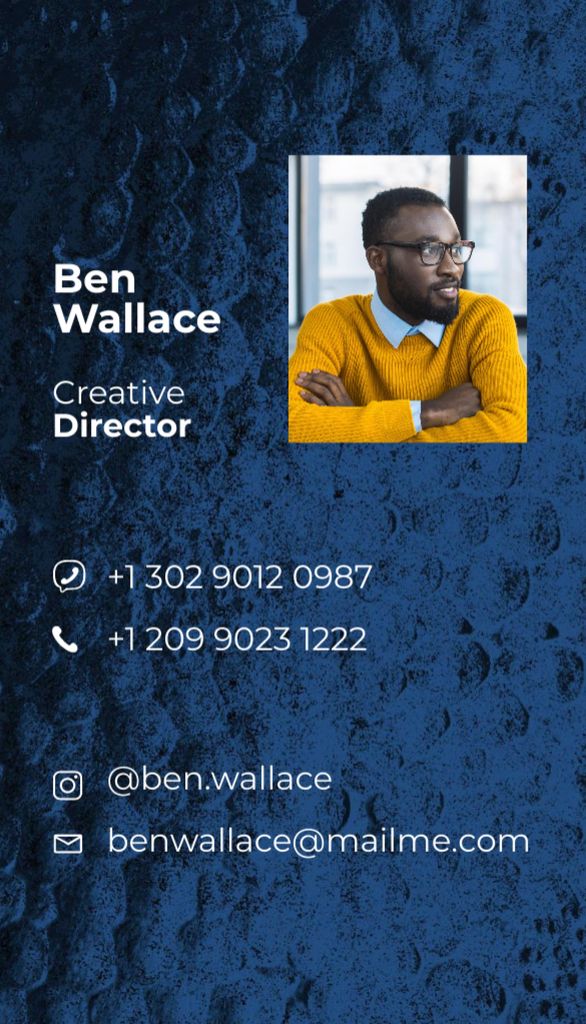 Template di design Creative Director Contacts on Glass Pattern Business Card US Vertical