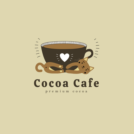 Cocoa Cafe Ads Logo 1080x1080pxデザインテンプレート