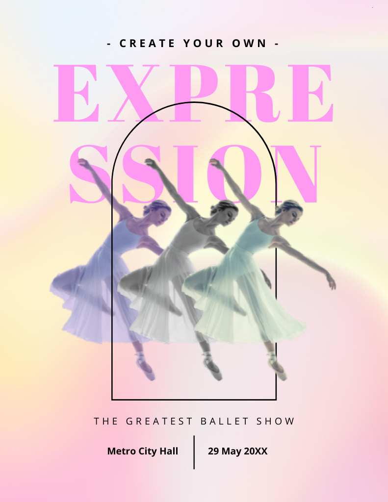 Greatest Show Ballet Announcement with Ballerinas Flyer 8.5x11in Design Template