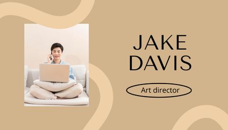 Creative Director Services Ad on Beige Business Card US Design Template