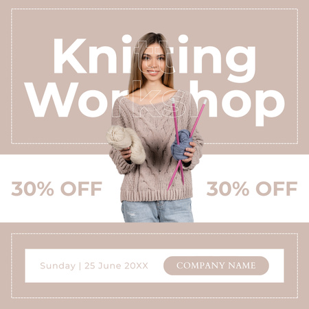 Szablon projektu Ogłoszenie rabatu na Knitting Masterclass Instagram