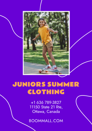 Kids Summer Clothing Sale with Happy Girl Poster B2 Πρότυπο σχεδίασης