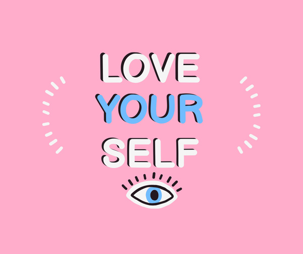 Self love quote on pink
