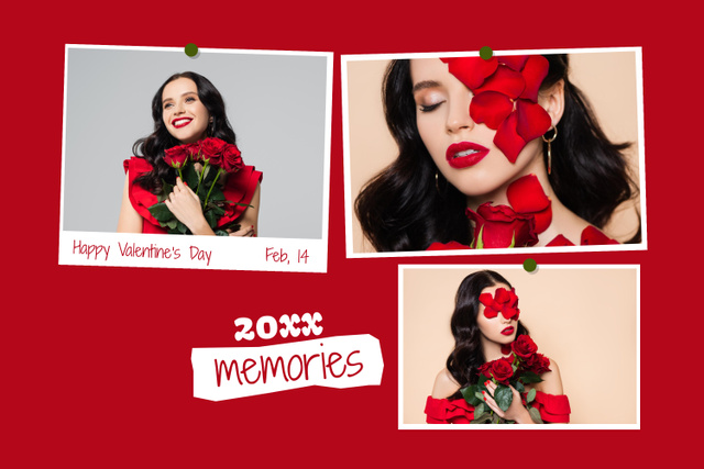 Designvorlage Valentine's Day Memories with Beautiful Brunette für Mood Board