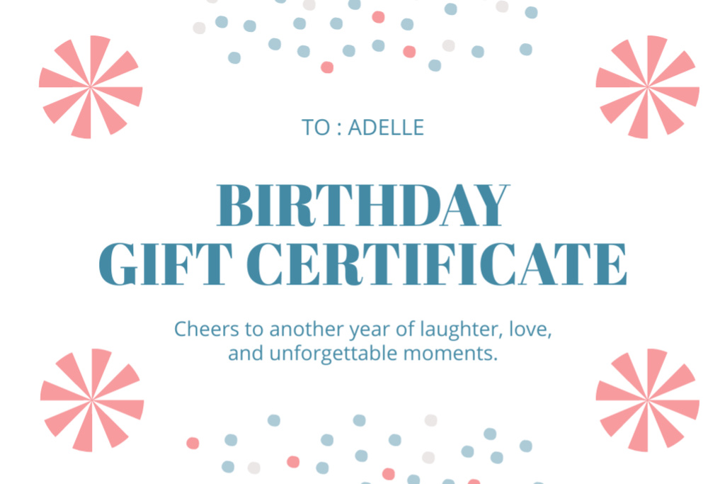 Birthday Discount Voucher with Text Gift Certificate Design Template