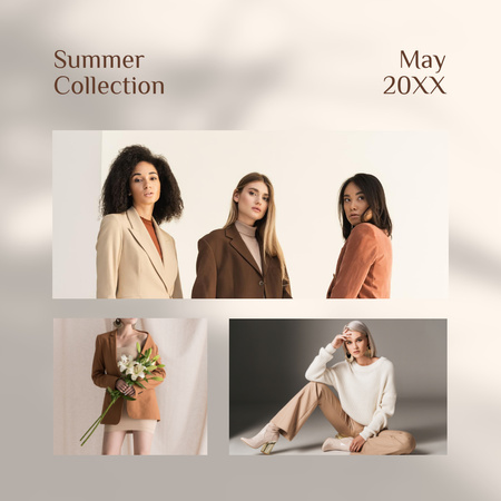 Повседневная коллекция летней одежды бежевого цвета Instagram – шаблон для дизайна