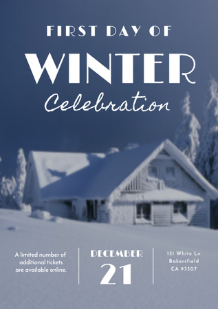 First day of winter celebration in Snowy Forest Flyer A7 Design Template