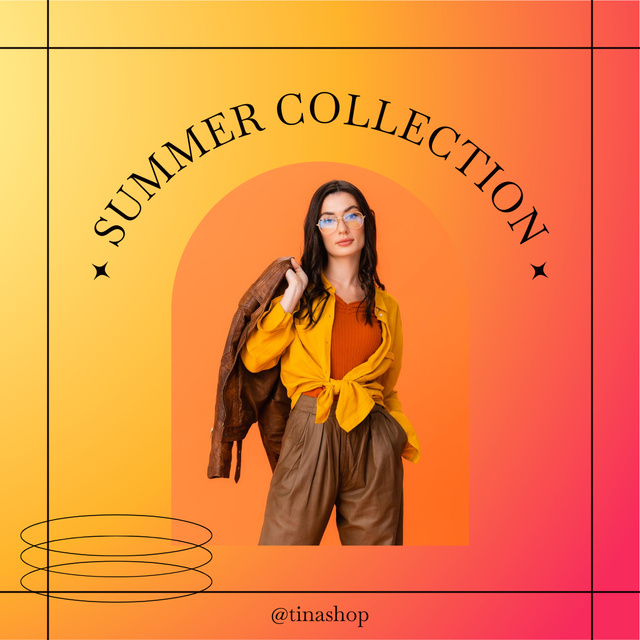 Template di design Contemporary Fashion Clothes for Women on Orange Gradient Instagram