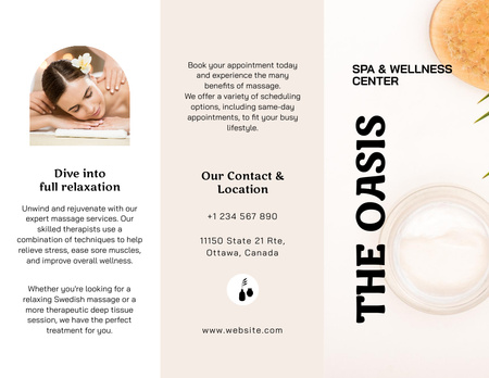 Spa Center Advertisement with Young Woman Brochure 8.5x11in Design Template