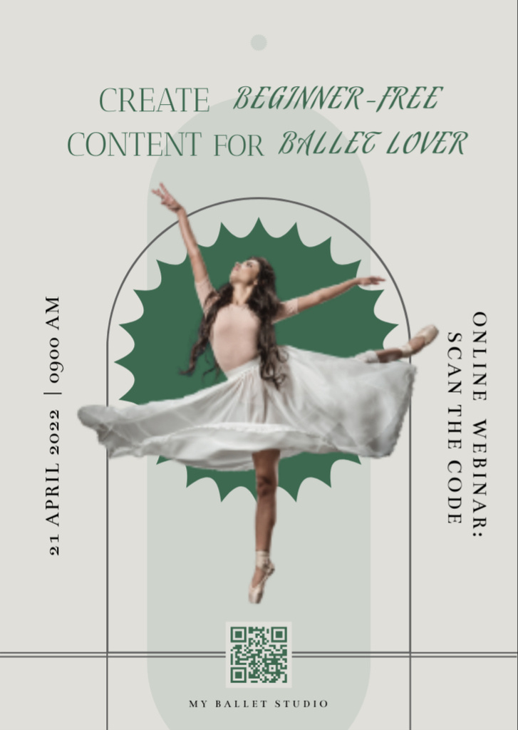 Ballet Studio Ad with Woman Ballerina Flyer A6 Design Template