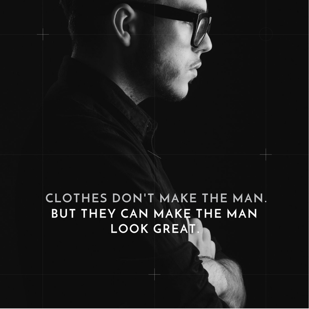Conservative Businessman In Suit in Black and White With Quote About Character Instagram AD tervezősablon