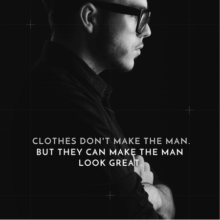 Konzervatív üzletember öltöny, fekete-fehér, idézettel a karakterről Instagram AD tervezősablon