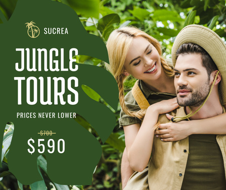 Travel Tour Offer couple in Jungle Facebook Design Template