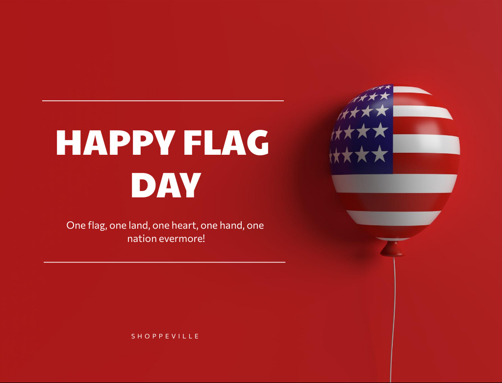 USA Flag Day Celebration Announcement With Balloon Postcard 4.2x5.5in Πρότυπο σχεδίασης