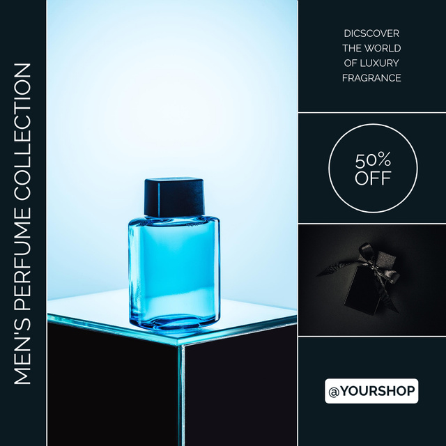 Ontwerpsjabloon van Instagram van Men's Perfume Collection Announcement with Discount