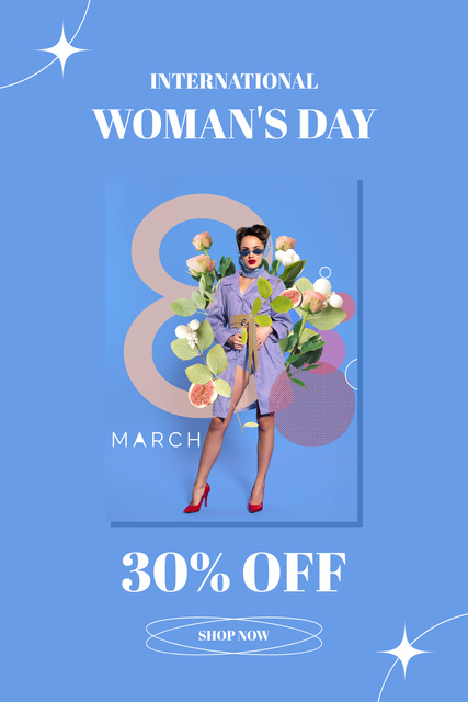 Szablon projektu Women's Day Celebration with Offer of Discount Pinterest
