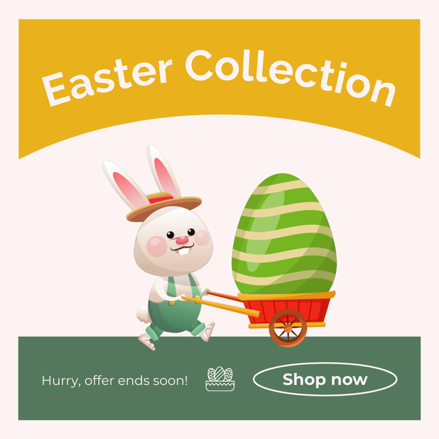 Plantilla de diseño de Easter Collection Ad with Cute Rabbit Animated Post 