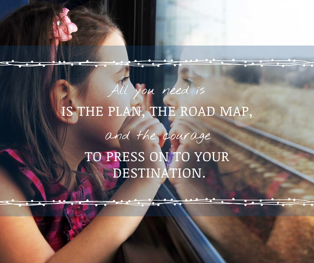 Ontwerpsjabloon van Facebook van Motivational Quote Girl Looking in Train Window