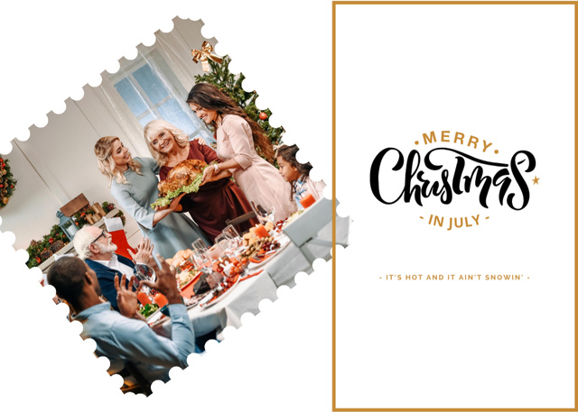 Big Happy Family Celebrates Christmas In July Postcard 5x7in tervezősablon