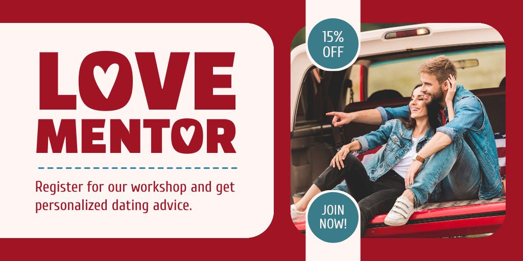Template di design Discount on Workshop with Love Mentor Twitter