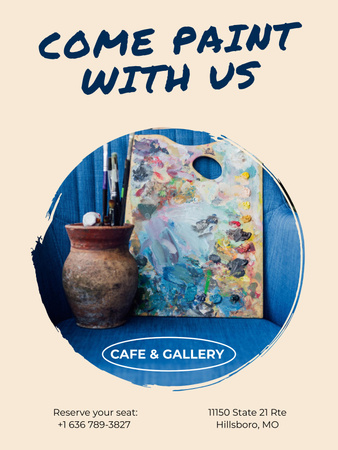 Invitation to Painting in Cafe Poster US Design Template
