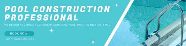 Professional Pool Construction LinkedIn Cover Modelo de Design
