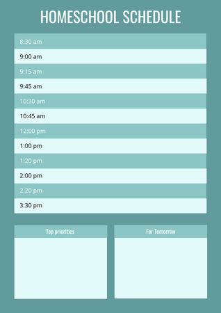 Homeschool Schedule in Blue Schedule Planner Design Template